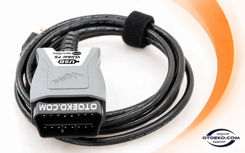 منظر قريب لبنية موصل OBD في محول vLinker FS